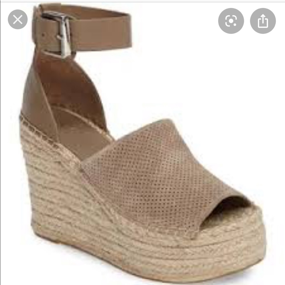 Adalyne Perforated Wedge Sandal in Grey Size 6